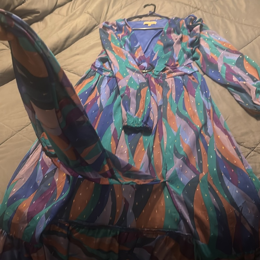 Multicolor Double Front Split Maxi Dress - image 3